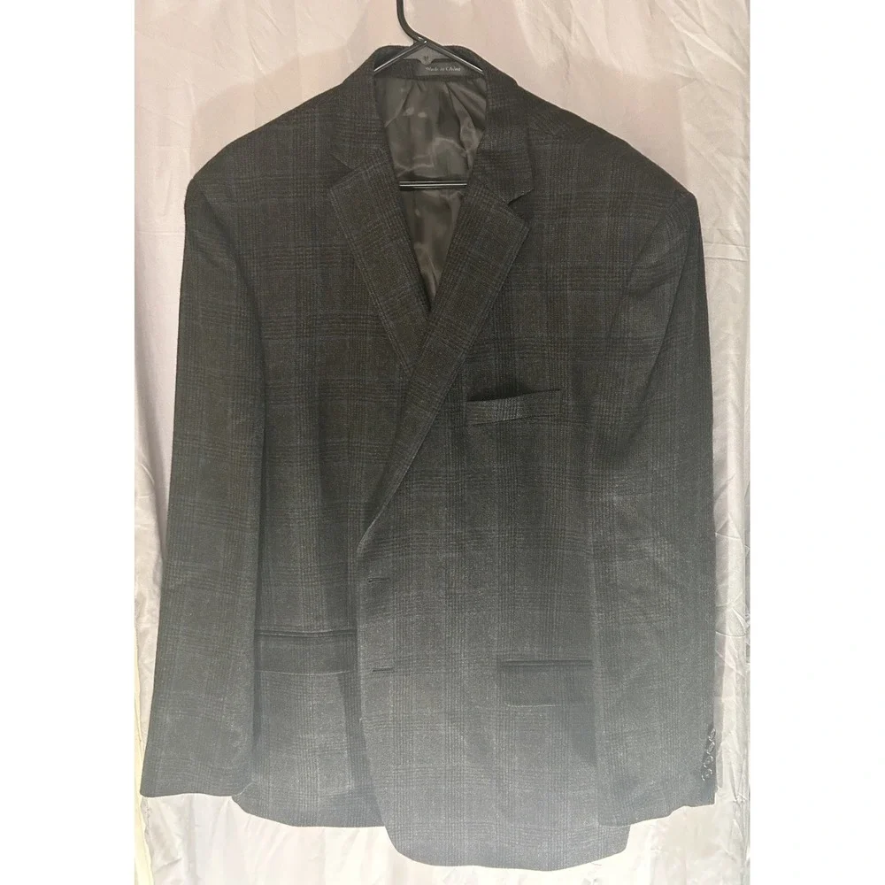 Lauren Ralph‎ Lauren Mens 50R 100% Wool Sport Coat Blazer Gray Plaid